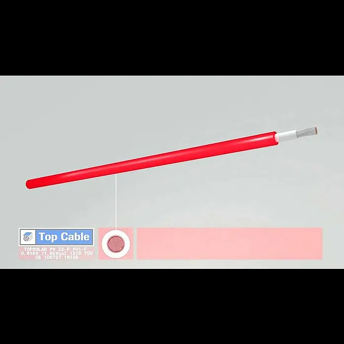 Cable de goma Top Solar - H1Z2Z2-K, 25 m, Rojo - Top Solar