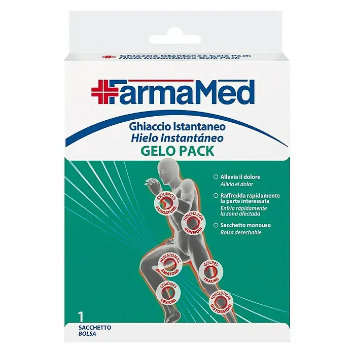 FarmaMed Parche de gel frío - 1 ud., Específico para: Tratamiento de golpes y contusiones - Vista frontal