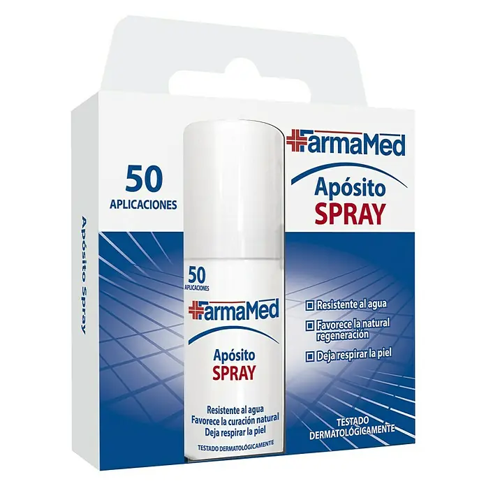 FarmaMed Apósito Spray - 40 ml, Específico para: Tratamiento de zonas difíciles - Vista angular