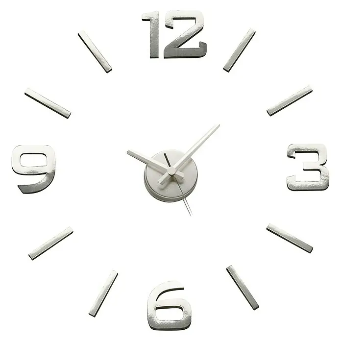 Reloj de pared redondo Pegatina - Plata, Diámetro: 70 cm - Vista frontal