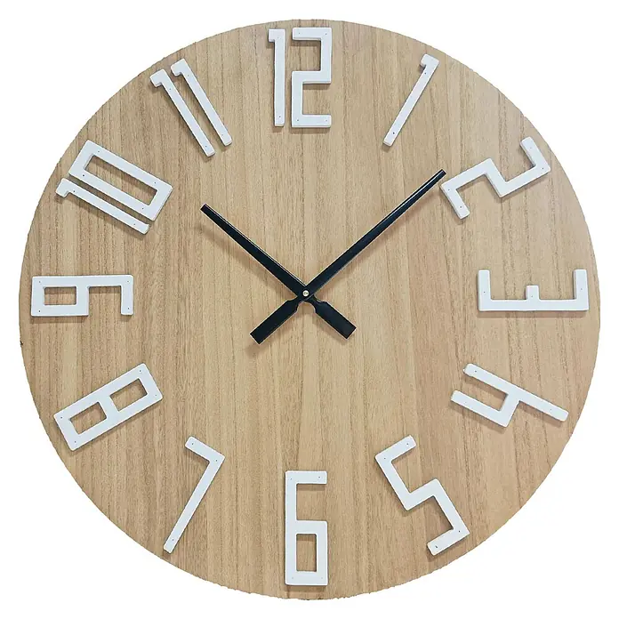 Reloj de pared redondo Madera - Marrón claro, Diámetro: 60 cm - Vista frontal