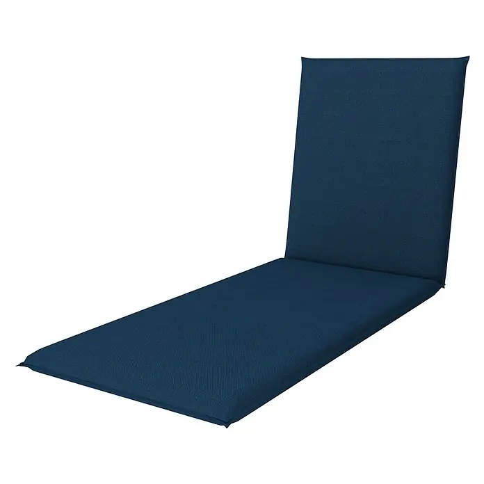 Doppler Gartenmöbel-Auflage - Liegenauflage, Dunkelblau, L x B x H: 195 x 60 x 6 cm, Baumwoll-Polyester-Mischgewebe - Diagonale Ansicht