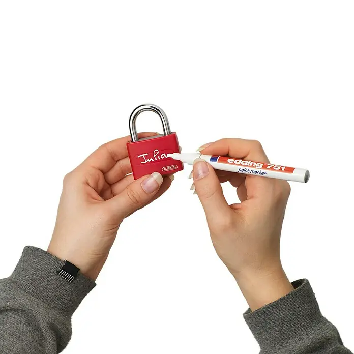 Abus Vorhängeschloss T65AL/40 - B x H: 43 x 62 mm, Bügelstärke: 6,5 mm, Aluminium, Blau - Anwendungsbeispiel