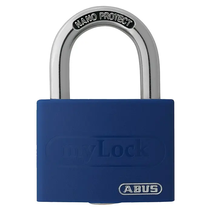 Abus Vorhängeschloss T65AL/40 - B x H: 43 x 62 mm, Bügelstärke: 6,5 mm, Aluminium, Blau - Vorderansicht