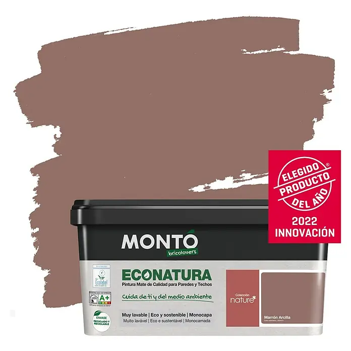 Montó Bricolovers Pintura para paredes Econatura - Marrón Arcilla, 4 l, Mate - Producto en uso