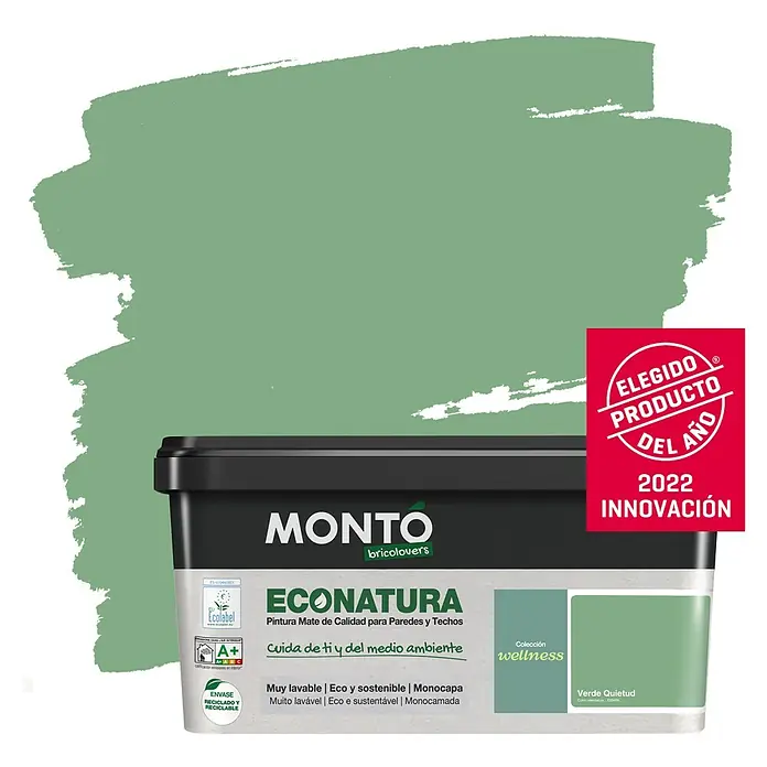 Montó Bricolovers Pintura para paredes EcoNatura - Verde Quietud, 4 l, Mate - Producto en uso