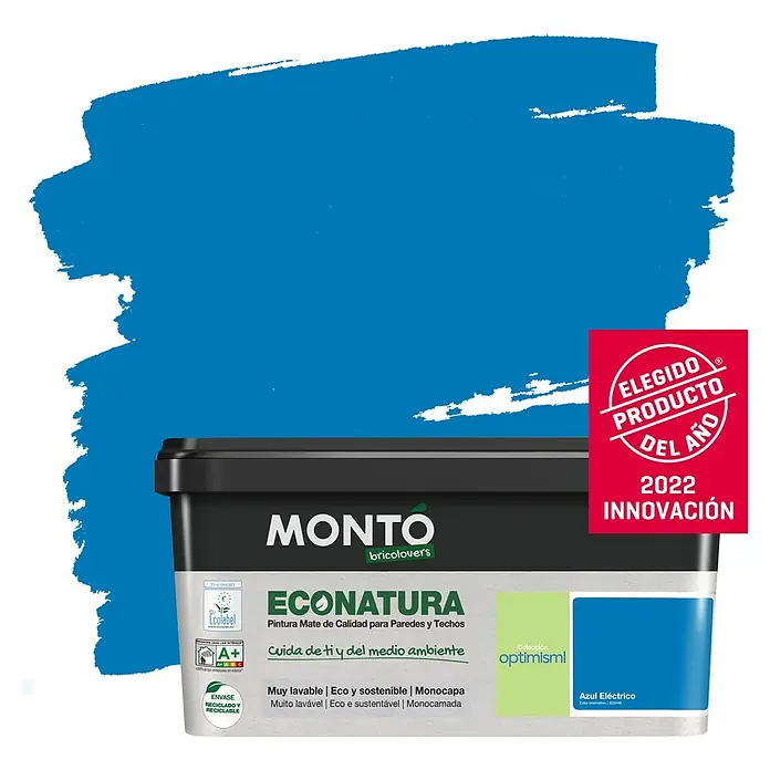 Montó Bricolovers Pintura para paredes EcoNatura - Azul Eléctrico, 4 l, Mate - Producto en uso