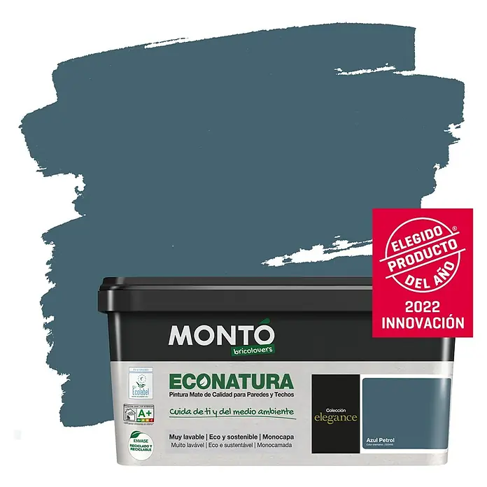 Montó Bricolovers Pintura para paredes EcoNatura - Azul Petrol, 4 l, Mate - Producto en uso