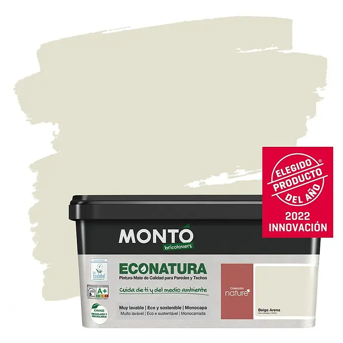 Montó Bricolovers Pintura para paredes EcoNatura - Beige Arena, 4 l, Mate - Producto en uso