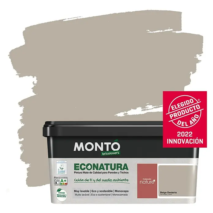 Montó Bricolovers Pintura para paredes EcoNatura - Beige Desierto, 4 l, Mate - Producto en uso