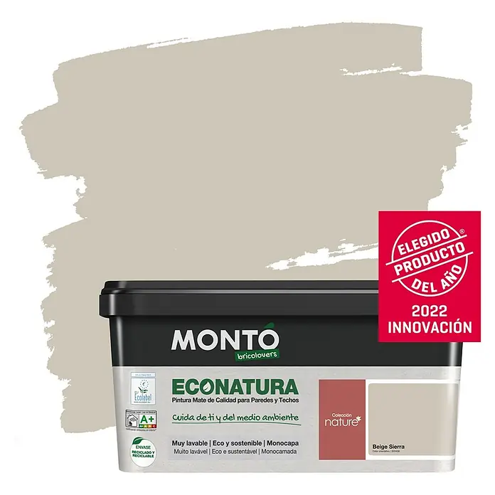 Montó Bricolovers Pintura para paredes EcoNatura - Beige Sierra, 4 l, Mate - Producto en uso