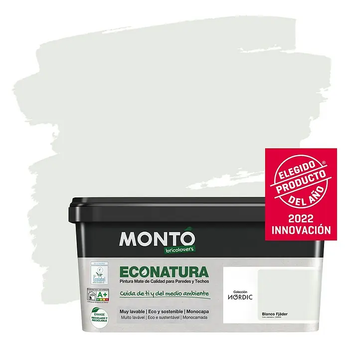 Montó Bricolovers Pintura para paredes EcoNatura - Blanco Fjader, 4 l, Mate - Producto en uso