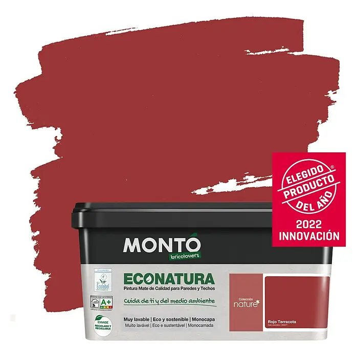 Montó Bricolovers Pintura para paredes EcoNatura - Rojo Terracota, 4 l, Mate - Producto en uso