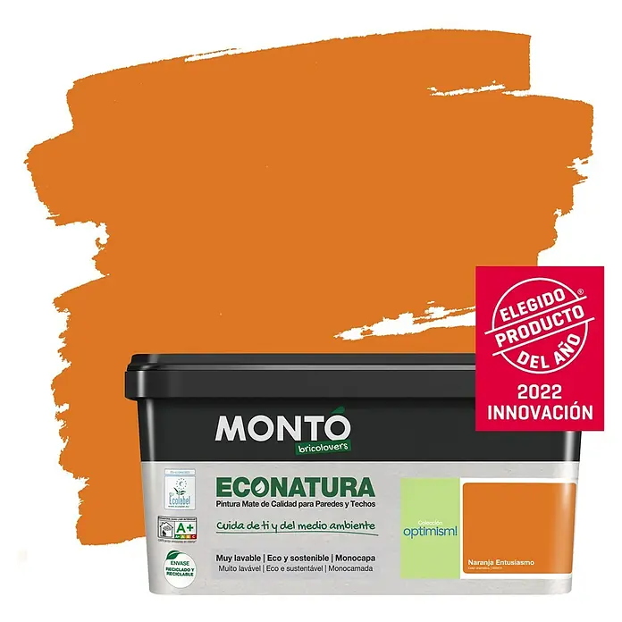 Montó Bricolovers Pintura para paredes EcoNatura - Naranja Entusiasmo, 4 l, Mate - Producto en uso