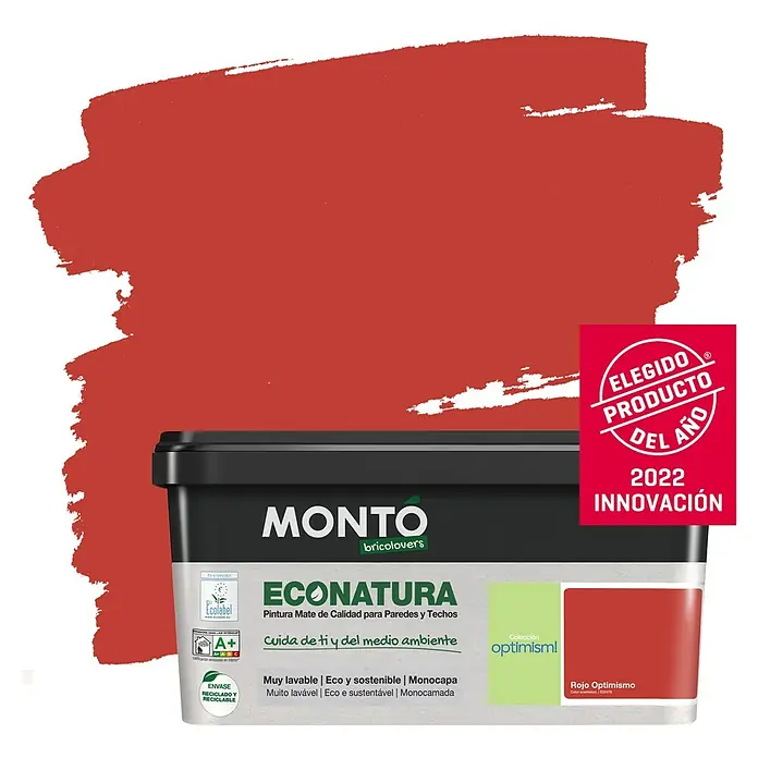 Montó Bricolovers Pintura para paredes EcoNatura - Rojo Optimismo, 4 l, Mate - Producto en uso