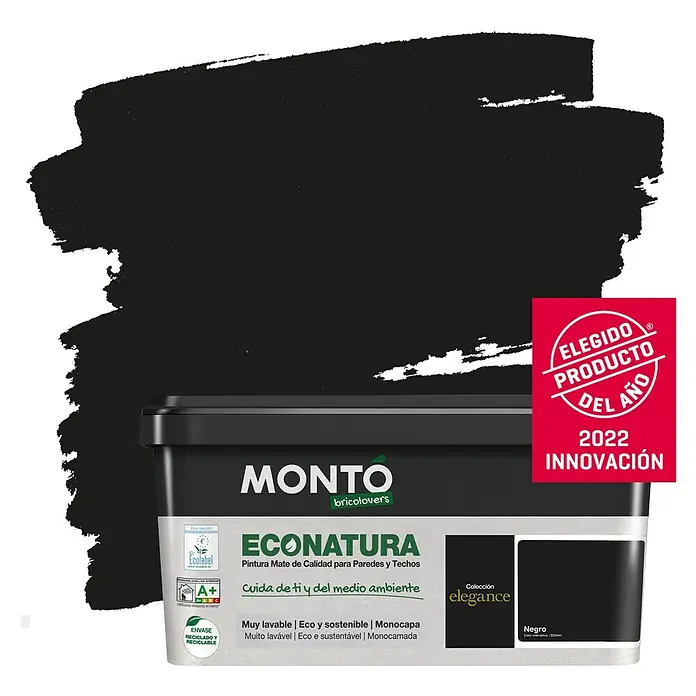 Montó Bricolovers Pintura para paredes Econatura - Negro, 4 l, Mate - Producto en uso