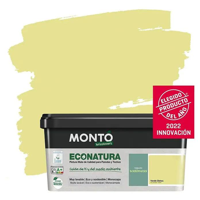 Montó Bricolovers Pintura para paredes Econatura - Verde Detox, 4 l, Mate - Producto en uso
