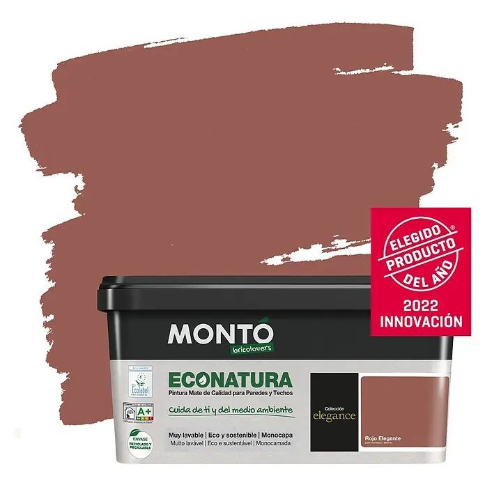 Montó Bricolovers Pintura para paredes Econatura - Rojo Elegante, 4 l, Mate - Producto en uso