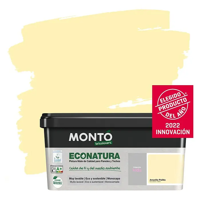 Montó Bricolovers Pintura para paredes Econatura - Amarillo Pollito, 4 l, Mate - Producto en uso