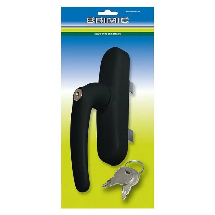 Micel Brimic Manilla para ventana 6830 - Largo: 26 cm, Negro, Aluminio, Número de llaves: 2 ud. - Vista frontal