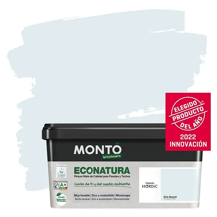 Montó Bricolovers Pintura para paredes Econatura - Gris Quartz, 4 l, Mate - Producto en uso