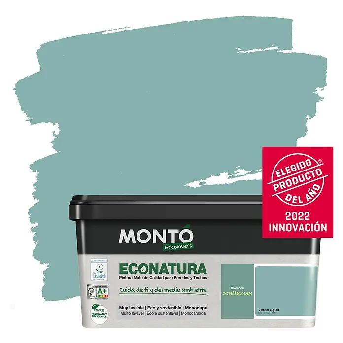 Montó Bricolovers Pintura para paredes Econatura - Verde Agua, 4 l, Mate - Producto en uso
