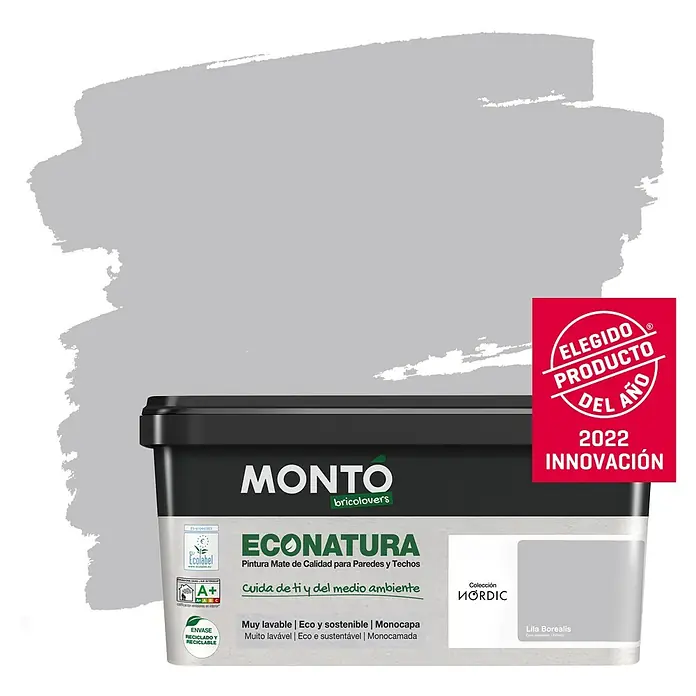 Montó Bricolovers Pintura para paredes Econatura - Lila Borealis, 4 l, Mate - Producto en uso
