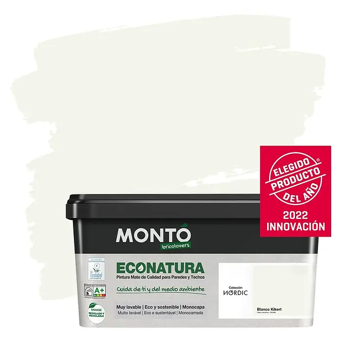 Montó Bricolovers Pintura para paredes Econatura - Blanco Kikert, 4 l, Mate - Producto en uso