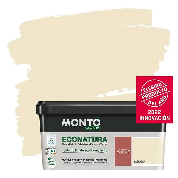 Montó Bricolovers Pintura para paredes Econatura - Beige Duna, 4 l, Mate - Producto en uso