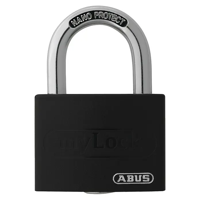 Abus Vorhängeschloss T65AL/40 - B x H: 43 x 62 mm, Bügelstärke: 6,5 mm, Aluminium, Schwarz - Vorderansicht