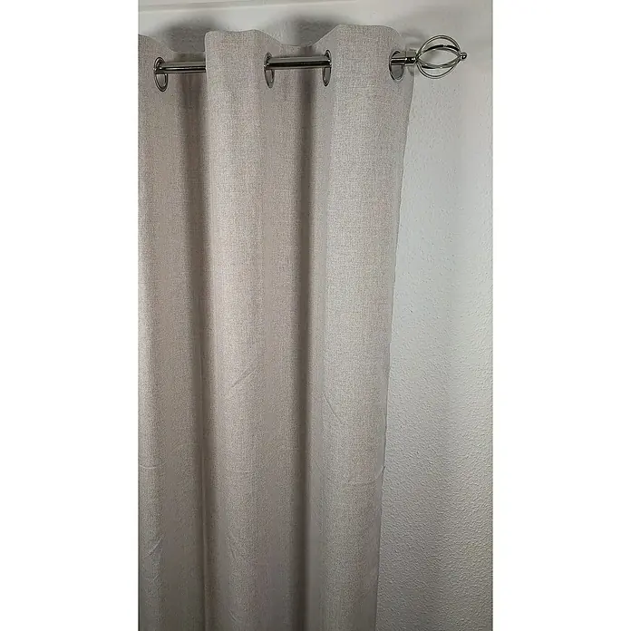 Cortina con ollaos Annie - An x Al: 140 x 260 cm, 100% poliéster, Marrón - Primer plano