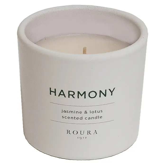 Ceras Roura Vaso con vela Harmony - Ø x Al: 9,5 x 8,5 cm, Jazmín y lotus - Vista frontal