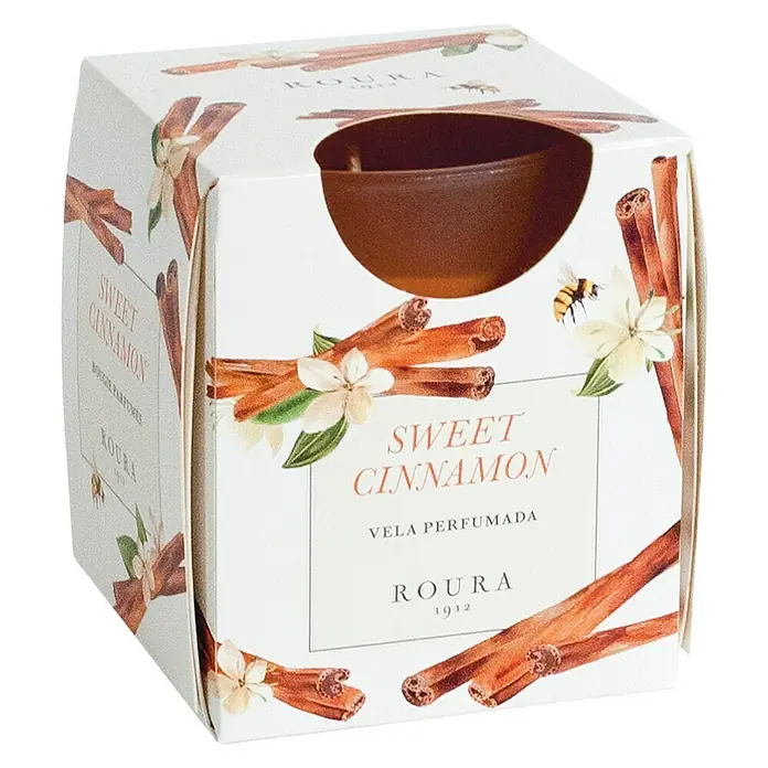 Ceras Roura Vaso con vela - Ø x Al: 7 x 8,5 cm, Canela - Vista angular