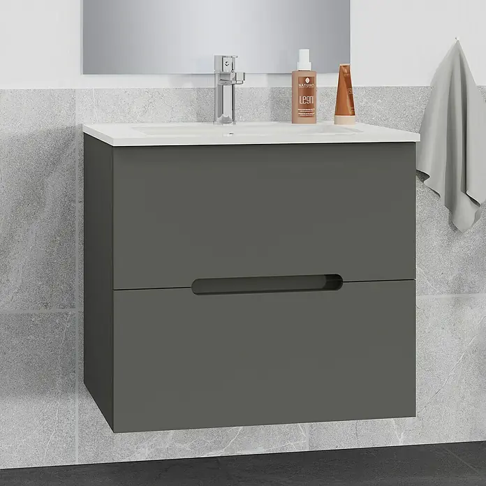 Mueble de lavabo India - L x An x Al: 39 x 70 x 54,5 cm, Antracita - Foto ambiente