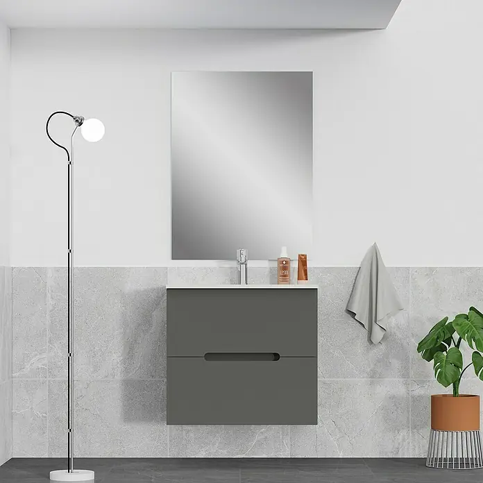 Mueble de lavabo India - L x An x Al: 39 x 70 x 54,5 cm, Antracita - Foto ambiente