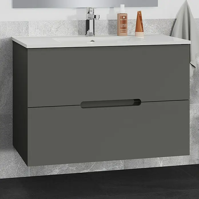Mueble de lavabo India - L x An x Al: 46 x 80 x 54,5 cm, Antracita - Foto ambiente
