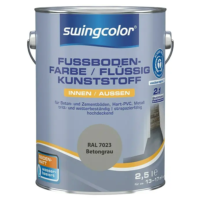 swingcolor 2in1 Flüssigkunststoff RAL 7023 - Betongrau, 2,5 l, Seidenmatt - Vorderansicht