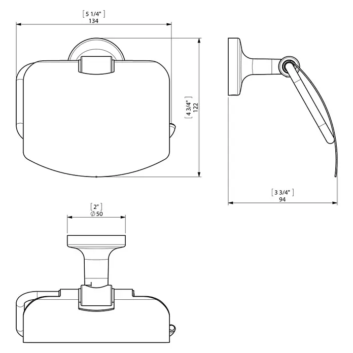 Creabath Infinity Portarrollos papel higiénico - Con tapa, Cromo, Brillante - Dibujo técnico