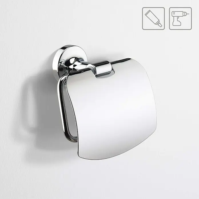 Creabath Infinity Portarrollos papel higiénico - Con tapa, Cromo, Brillante - Foto ambiente