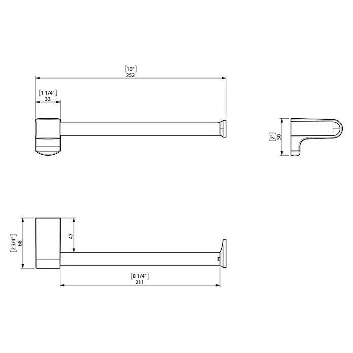 Creabath Decoart Toallero para baño - Ancho: 28,6 cm, Cromo, Brillante - Dibujo técnico