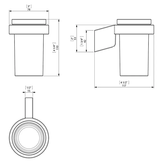 Creabath City Portacepillos - Latón, Cromo - Dibujo técnico