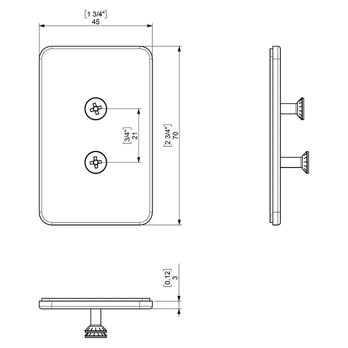 Creabath Placa de fijación adhesiva City - L x An: 0,4 x 4,5 cm - Dibujo técnico