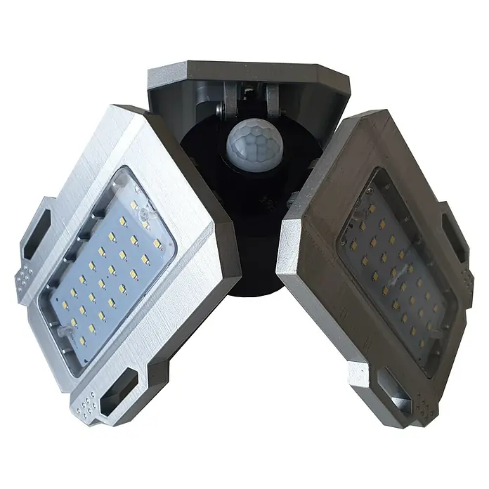 Starlyf LED-Panel Triple Bright - 12 W, L x B x H: 12 x 12,5 x 13,5 cm, Silber, Klar, Tageslichtweiß - Diagonale Ansicht