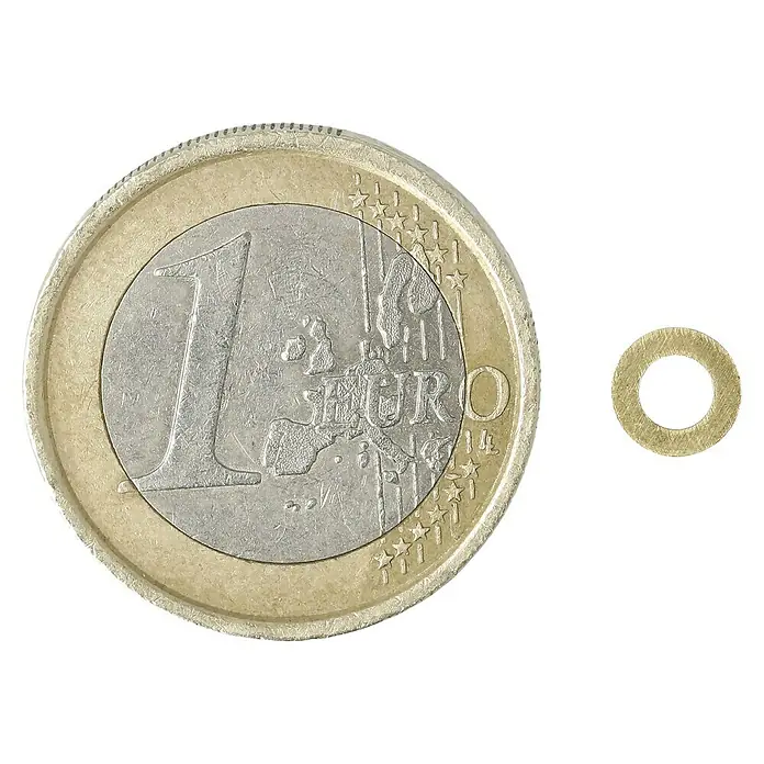 Stabilit Arandela - Diámetro interior: 3,2 mm, Diámetro exterior: 7 mm, Latón, Brillante, 26 uds. - Vista superior