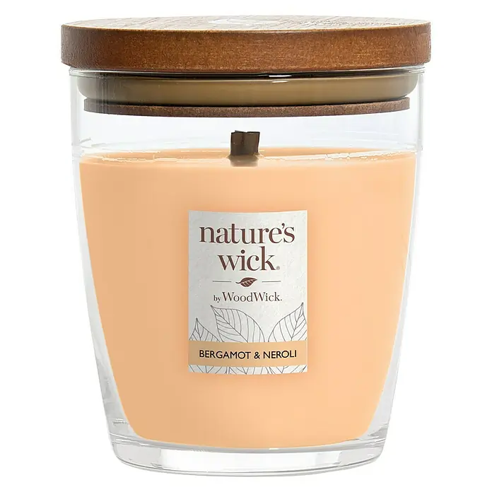 Woodwick Nature's Wick Duftkerze - Im Glas, Bergamot & Neroli, Anzahl Dochte: 1 Stk. - Vorderansicht