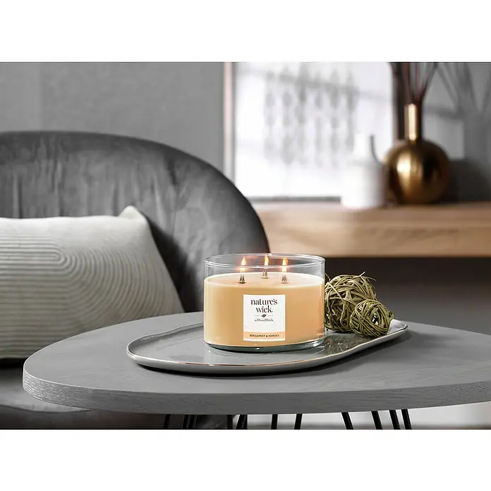 Woodwick Nature's Wick Duftkerze - Im Glas, Bergamot & Neroli, Anzahl Dochte: 3 Stk. - Stimmungsaufnahme