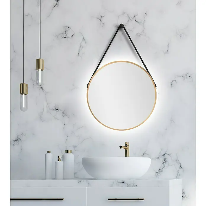 DSK LED-Lichtspiegel Silver Barbier - Durchmesser: 50 cm, Gold - Stimmungsaufnahme