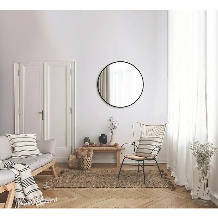 DSK Wandspiegel Silver Coiffeur - Durchmesser: 80 cm, Schwarz - Stimmungsaufnahme