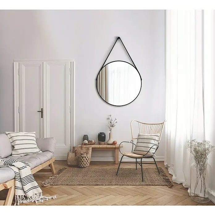 DSK Wandspiegel Silver Coiffeur - Durchmesser: 80 cm, Schwarz - Stimmungsaufnahme