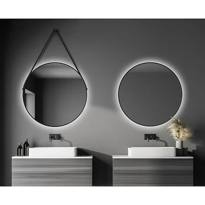 DSK LED-Lichtspiegel Silver Barbier - Durchmesser: 80 cm, Schwarz - Stimmungsaufnahme